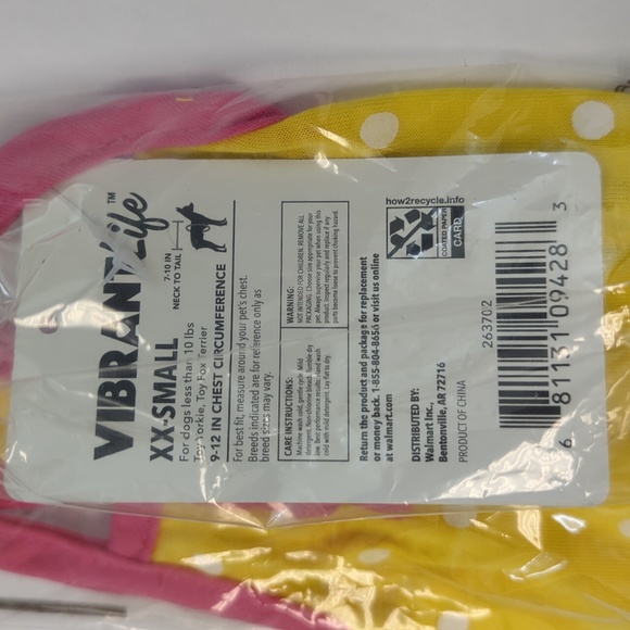 3/$20🌟 Vibrant Life Yellow Pink White Polka Dot Yorkie Dog Dress Size XXS - Picture 6 of 6